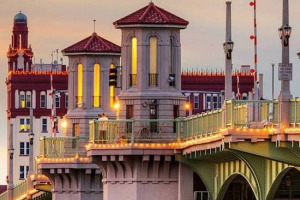 bridge of lions in st augustine at sunset
