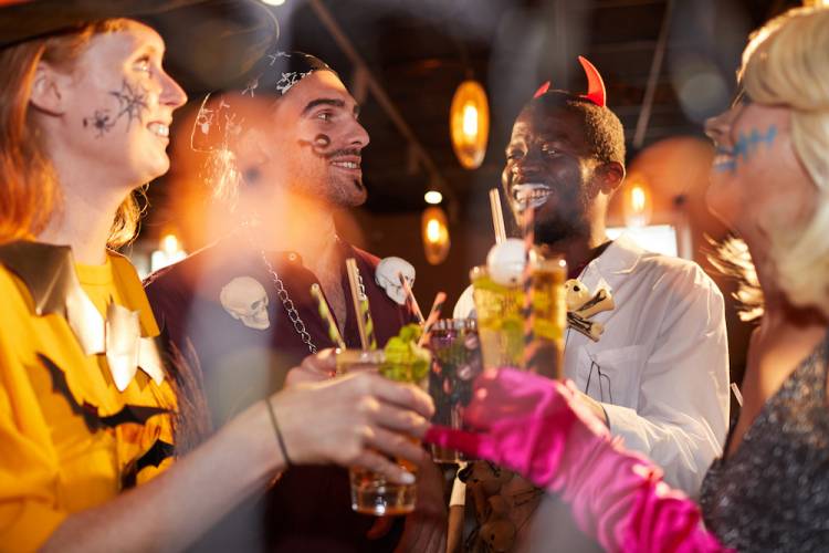 adults in halloween costumes